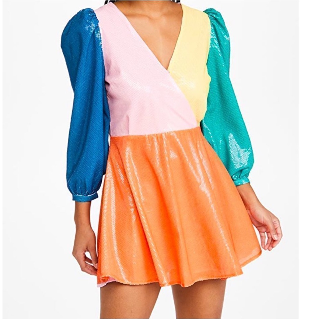 Olivia Rubin Amber Colorblock Embellished Dress Size M Nwt